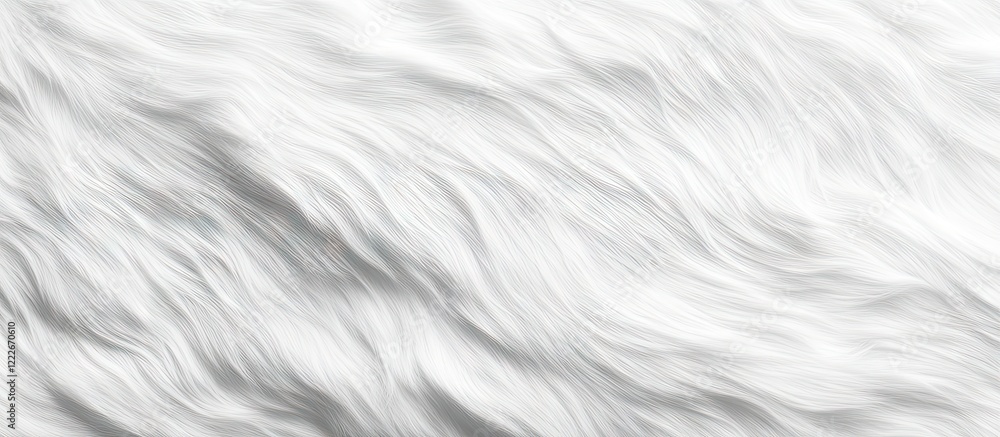 Obraz premium Fluffy white fur texture with soft waves and strands ideal for backgrounds or backdrops creating a serene and cozy atmosphere.