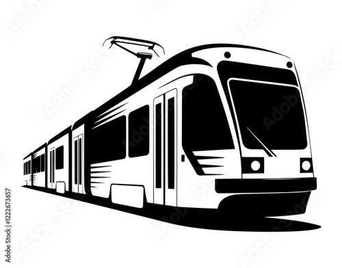 Retro tram hand drawn sketch illustration	
