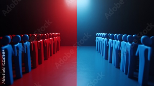 Divided We Stand: A 3D Render of Two Opposing Groups