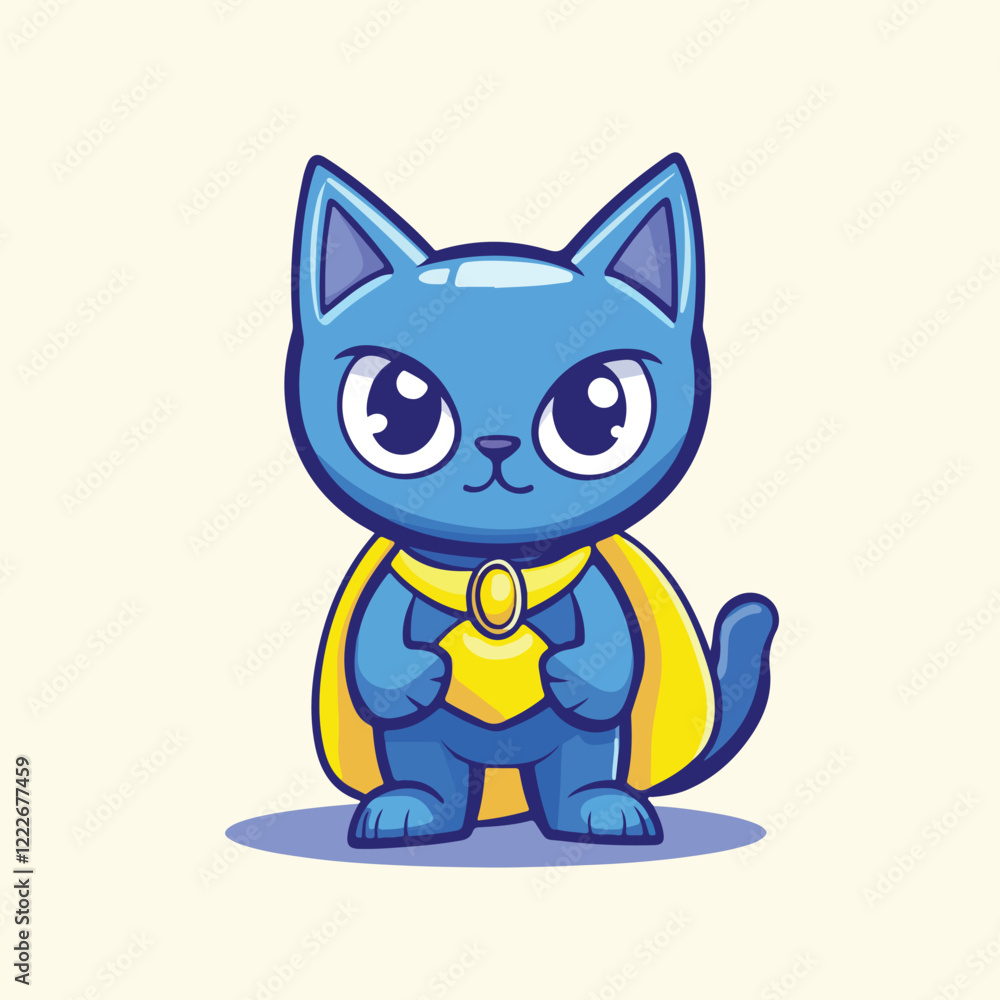 Fototapeta premium Cute Cat Superhero vector illustration