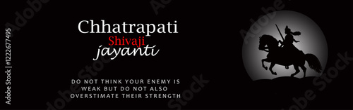 Vector illustration of chhatrapati shivaji maharaj jayanti, Indian warrior Emperor Shivaji. Written Marathi text means happy shiva ji jayanti