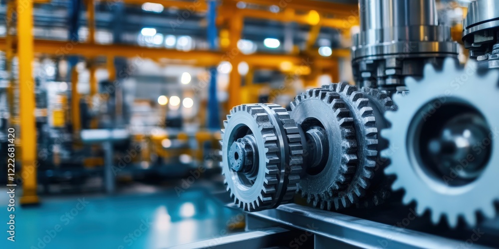 Fototapeta premium A close-up of gears and machinery in an industrial setup
