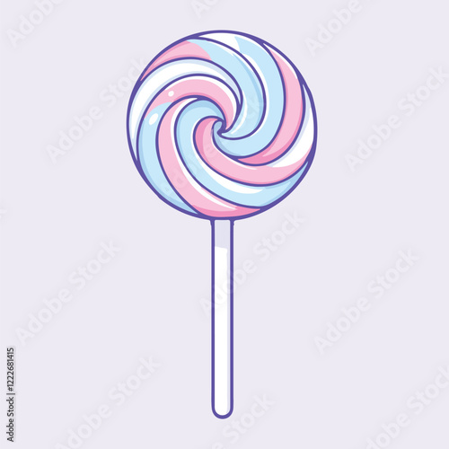 A colorful lollipop on a stick in a cartoon style vector illustration 