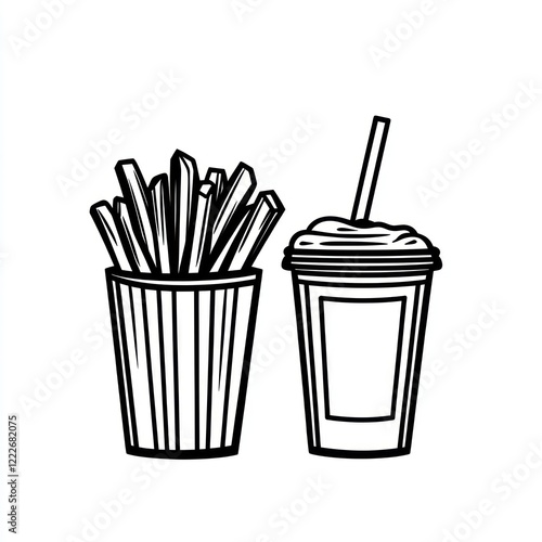 French Fries and Drink Illustration photo