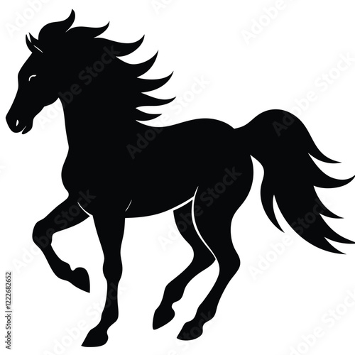 Black Silhouette of a Running Horse Vector Graphic Image Download Free Clipart Stallion Pony Equestrian Art