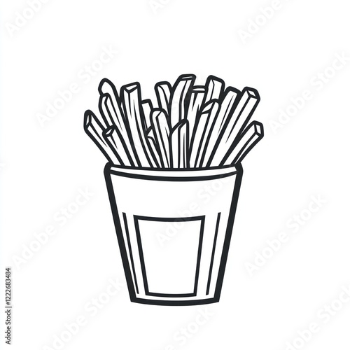 French Fries in a Paper Cup, Tasty Snack, Vector Illustration photo