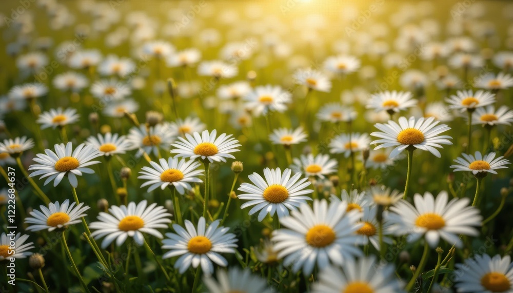 Beautiful daisy field bathed in sunlight. Beautiful daisy field bathed in sunlight.