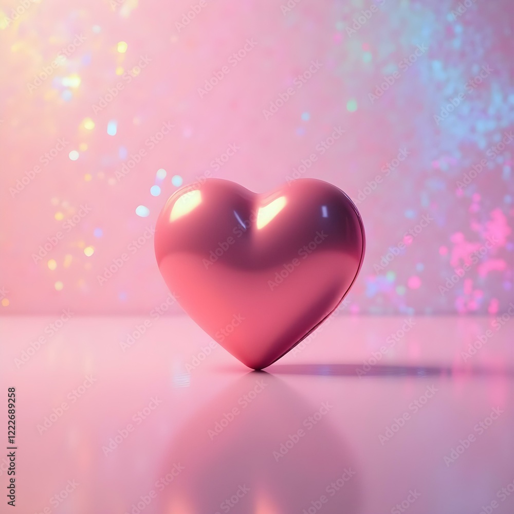 3d pink shiny glossy heart, valentines day 3d pink shiny glossy heart, valentines day