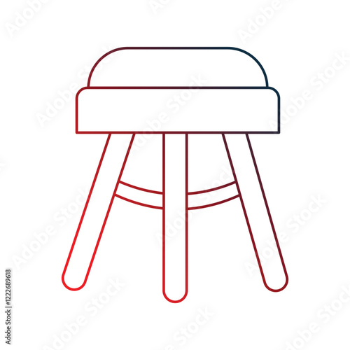 stool gradient outline  icon with white background vector stock illustration