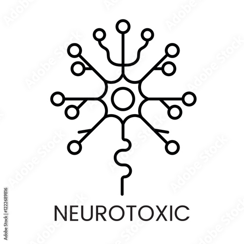 A neuron icon in vector, representing neurotoxic effects on the nervous system, with an editable stroke