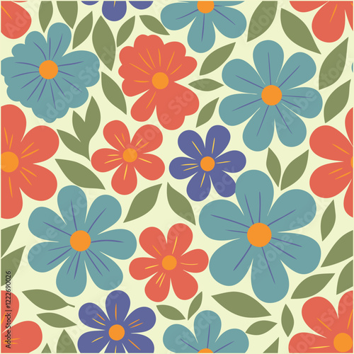 Seamless pattern, Vintage retro flowers pattern, Vector illustration,style for fabric, banners, wallpaper, posters, websites, online shopping.