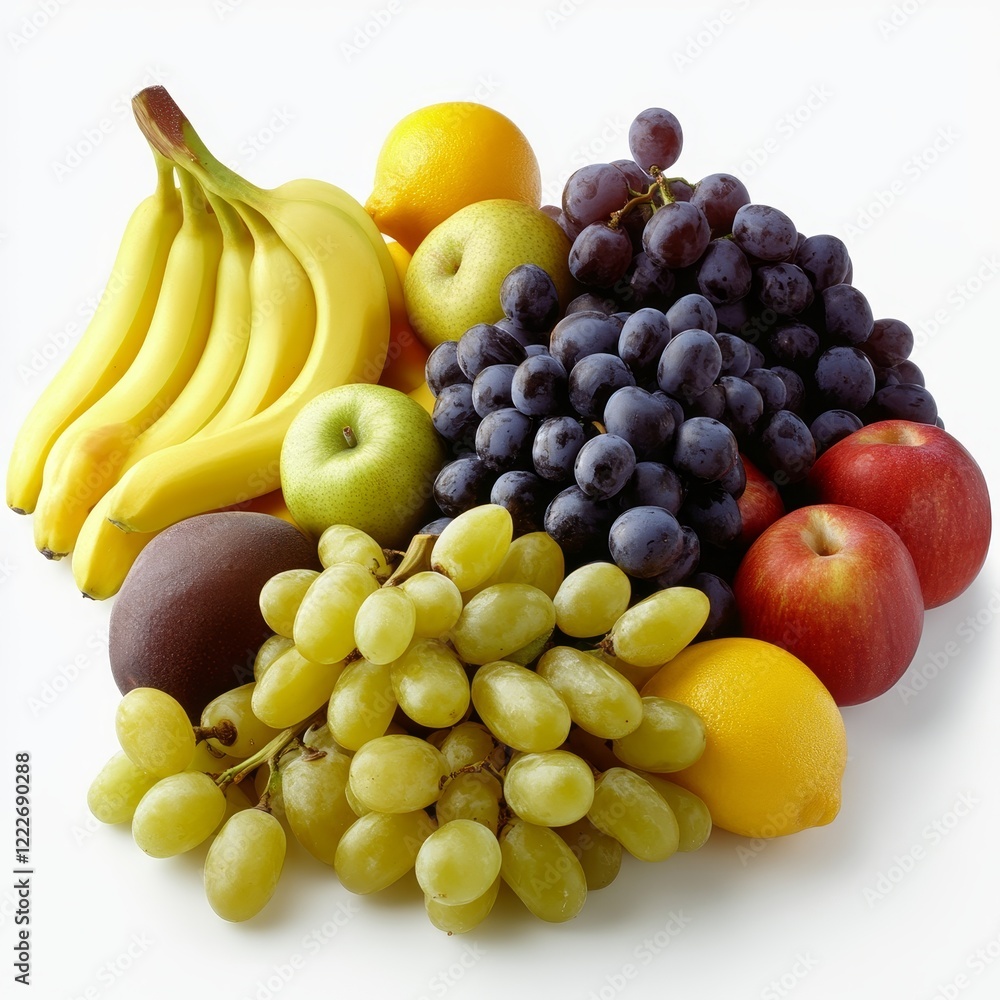 Fresh Assorted Fruits Isolated on White Background, Cut Out for Clean and Vibrant Display, Perfect for Food Photography and Healthy Lifestyle Concepts. Fresh Assorted Fruits Isolated on White Background, Cut Out for Clean and Vibrant Display, Perfect for Food Photography and Healthy Lifestyle Concepts.
