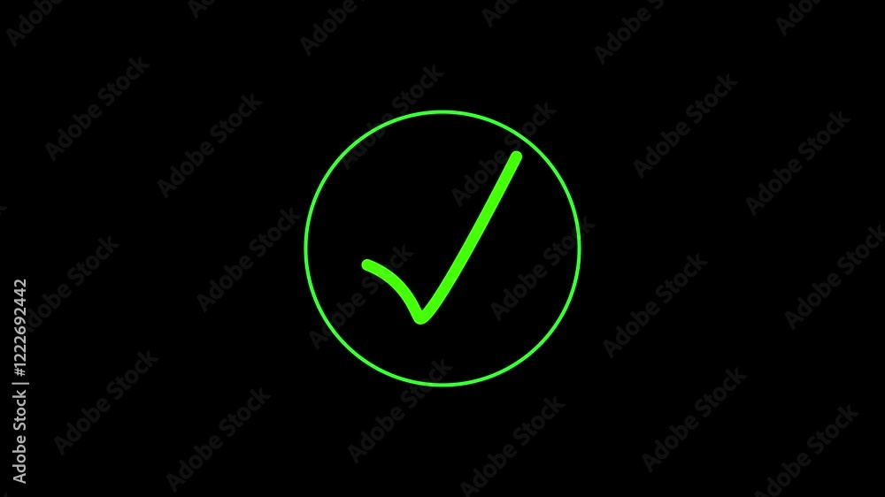 Check mark animation icon. Correct, success sign, Approved tick mark icon animation on black background. Check mark animation icon. Correct, success sign, Approved tick mark icon animation on black background.