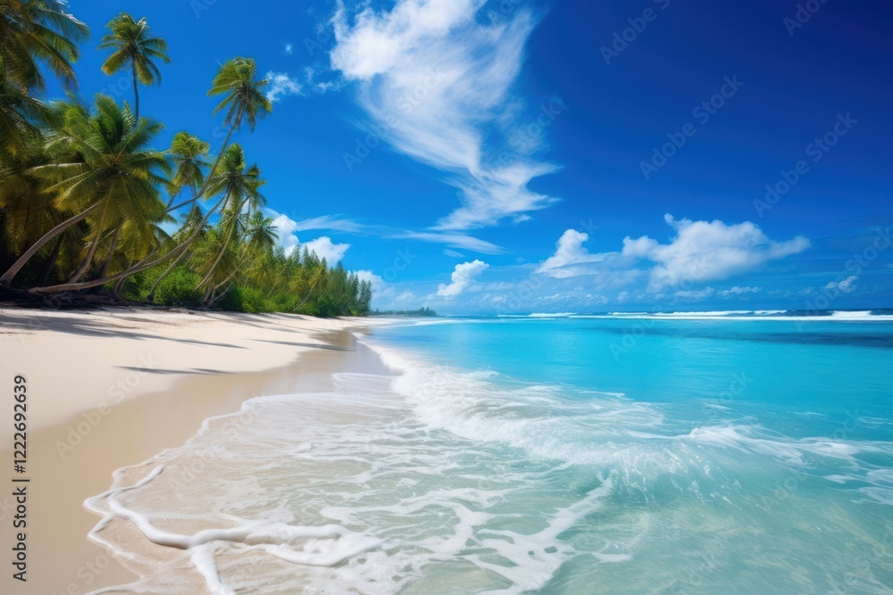 Naklejka premium Tropical beach summer sky landscape.