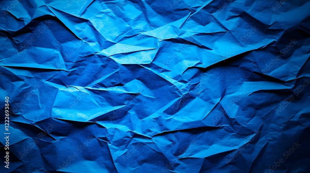 Fototapeta premium Abstract Crumpled Blue Paper Texture Background
