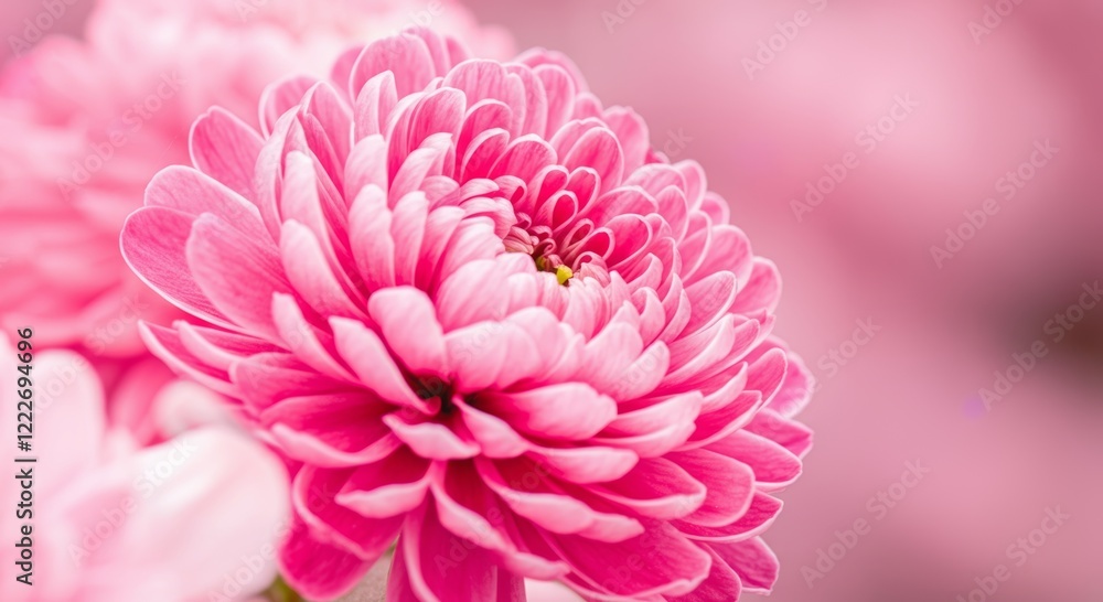 Close-up of a vibrant pink chrysanthemum bloom with soft focus background Close-up of a vibrant pink chrysanthemum bloom with soft focus background
