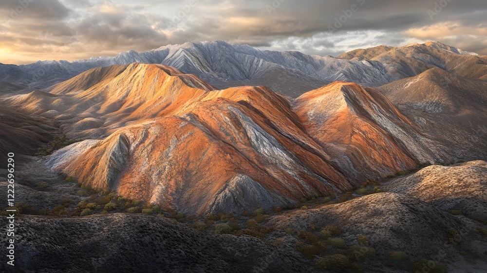 Obraz premium Vibrant Sunset Over Colorful Mountain Range