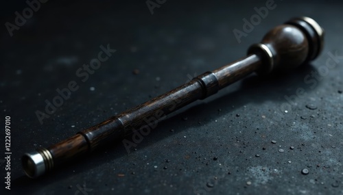 Ebony staff with silver-plated orb at the end, ceremonial, tradition photo