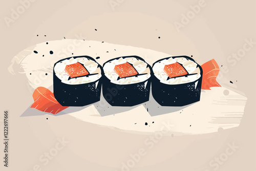 sushi with chopsticks