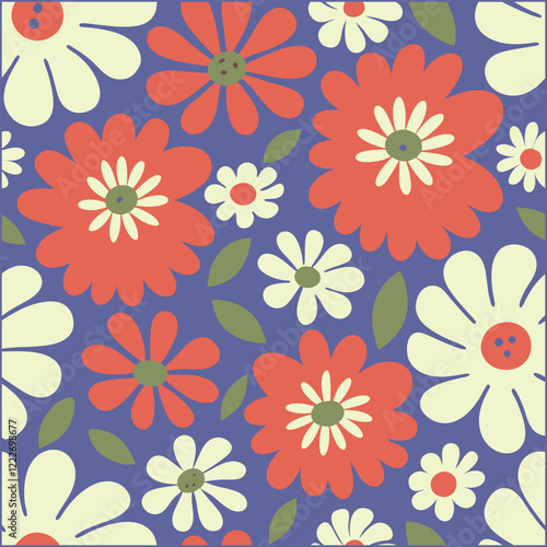 Seamless pattern, Vintage retro flowers pattern, Vector illustration,style for fabric, banners, wallpaper, posters, websites, online shopping.