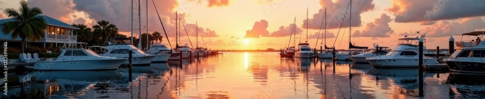 Calm and peaceful morning scene at the marina, dawn, predictable, florida Calm and peaceful morning scene at the marina, dawn, predictable, florida
