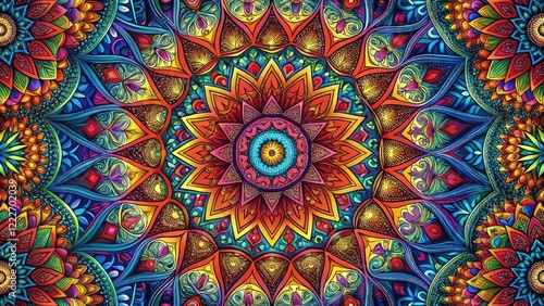 Wallpaper Mural Geometric abstract design featuring vibrant colors and intricate patterns, color, abstract Torontodigital.ca