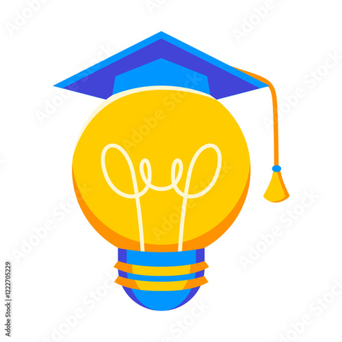 Graduation Cap on Light Bulb Symbolizing Education and Innovation.