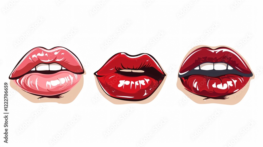 Obraz premium Lipstick Kiss Mark on a Mouth with Red Lips Makeup Print