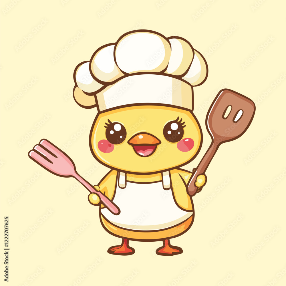Cute Peeking Chef Chicken vector illustration Cute Peeking Chef Chicken vector illustration