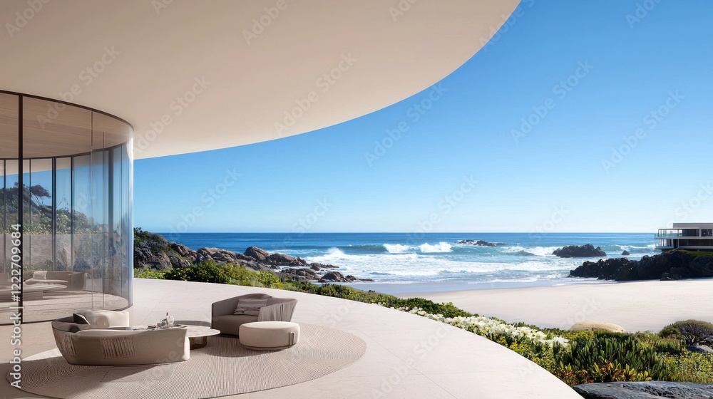 Obraz premium Modern Coastal House with Ocean View
