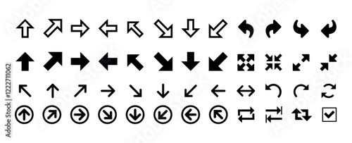Set of simple and minimalistic arrows for web and digital projects