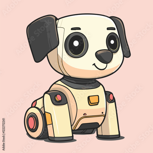 cute dog robot vector illustration