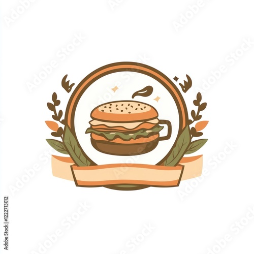 Wallpaper Mural Cute burger in coffee cup logo design Torontodigital.ca