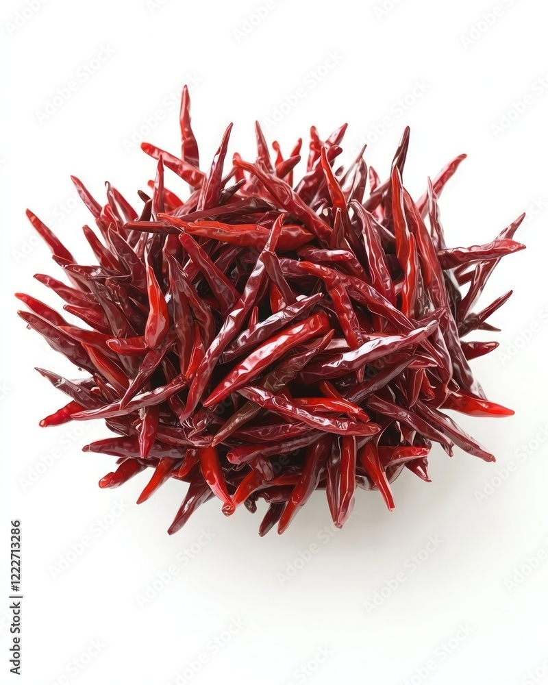 Naklejka premium A cluster of vibrant red dried chili peppers arranged in a mound.