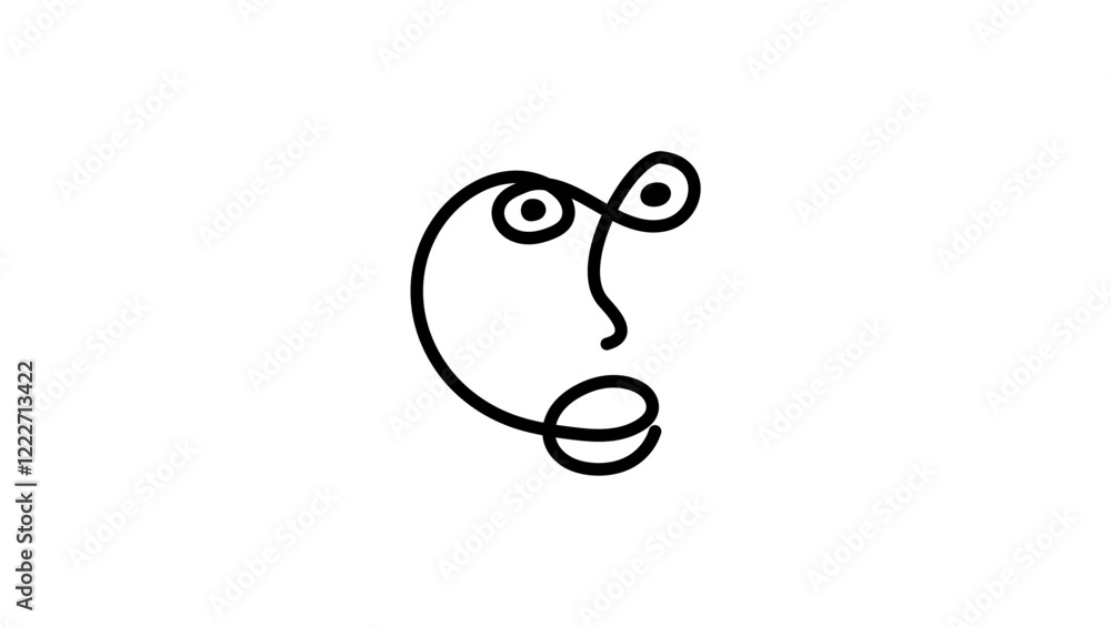 human face minimalist symbol, black isolated silhouette human face minimalist symbol, black isolated silhouette