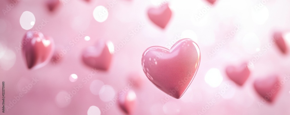 Pink heart balloons on soft bokeh background Pink heart balloons on soft bokeh background