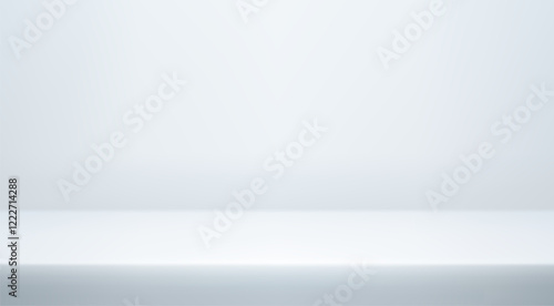 Empty white studio room background. Empty Room Studio with table. Space for selling products, backdrop, wallpaper, background, text. Gradient table. Vector illustration.