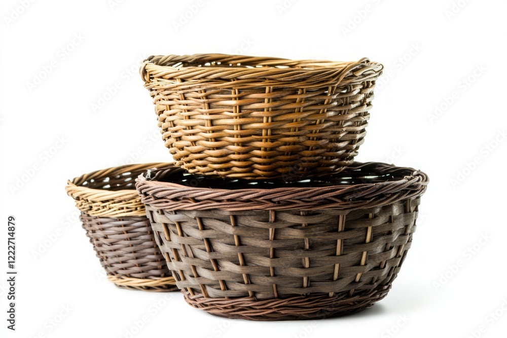 Stacked Woven Baskets in Natural Tones: A Rustic Home Decor Delight Stacked Woven Baskets in Natural Tones: A Rustic Home Decor Delight