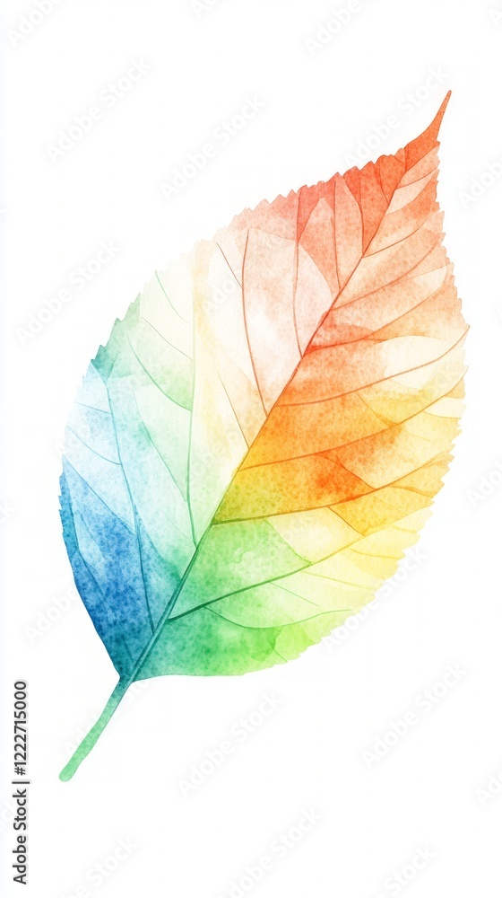 Fototapeta premium A Stunning Watercolor Leaf, Vibrant Colors and Autumnal Beauty