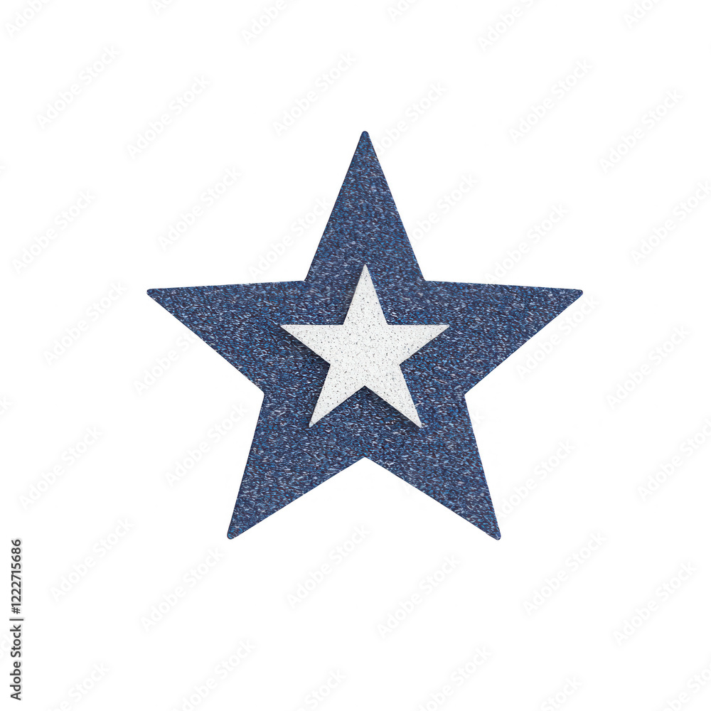 Obraz premium A stylish blue glitter star with a white center, perfect for creative designs., isolated on a transparent background.