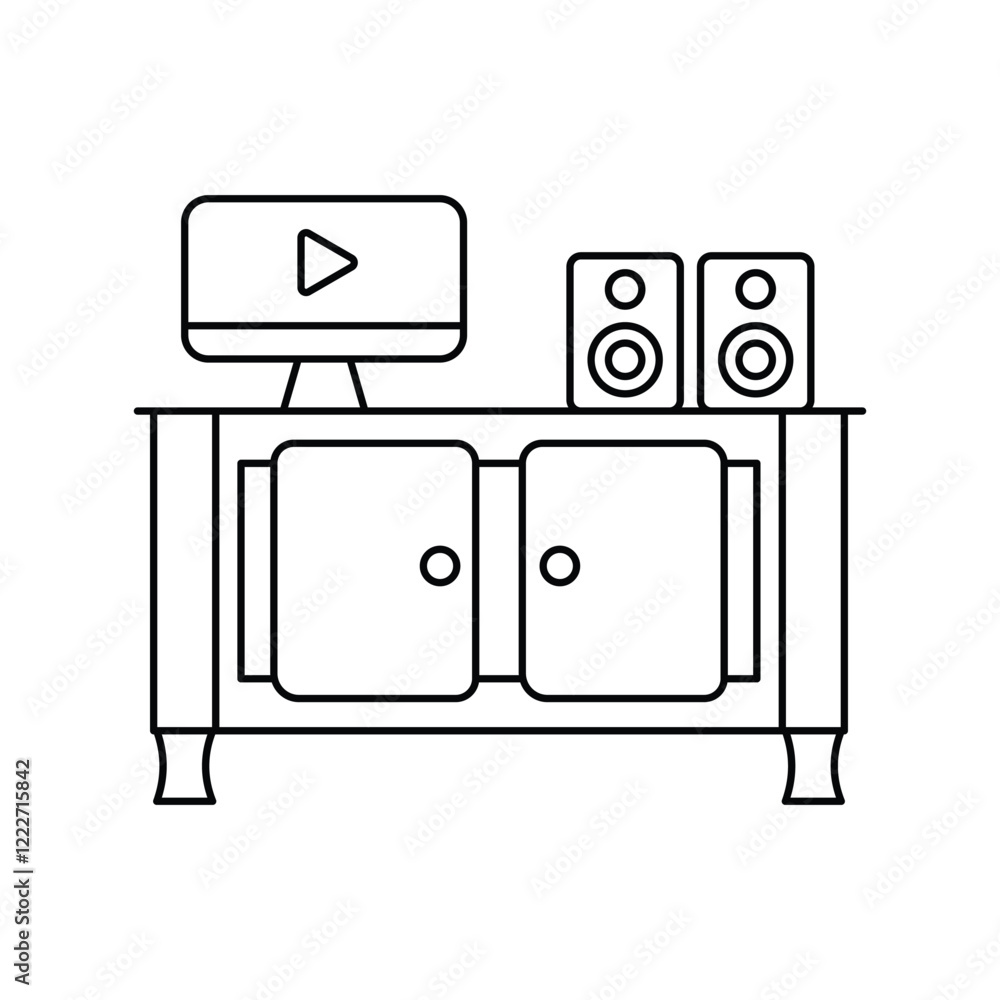 tv stand lineal icon with white background vector stock illustration tv stand lineal icon with white background vector stock illustration