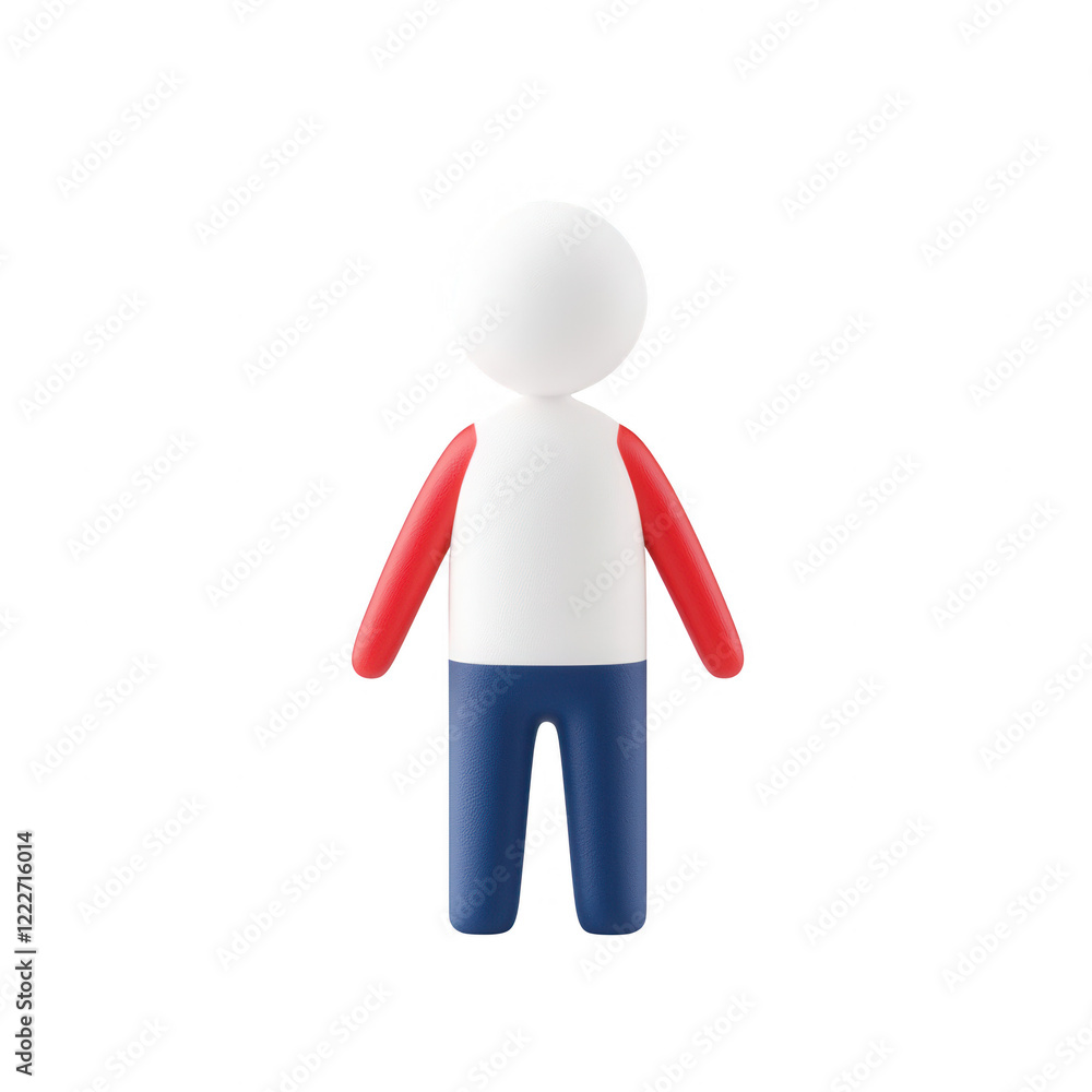 A stylized character figure with colorful arms and a simple design., isolated on a transparent background. A stylized character figure with colorful arms and a simple design., isolated on a transparent background.