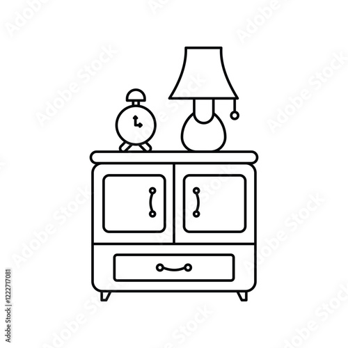 night stand lineal  icon with white background vector stock illustration