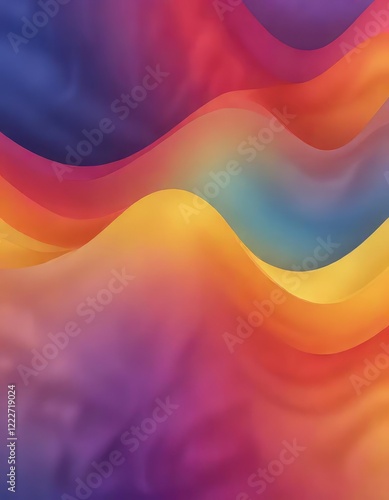 Gradient background with wavy pattern featuring shades of blue indigo violet red orange yellow and golden undertones , abstract, peaceful photo