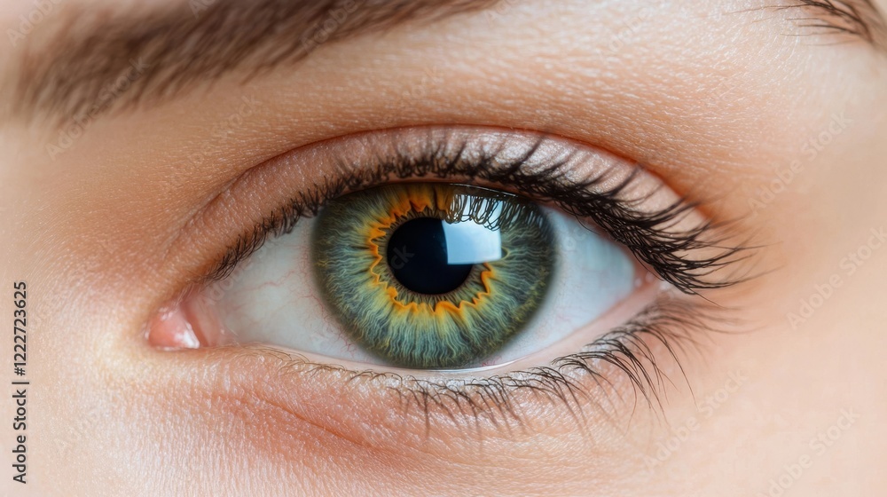 Close-up of a strikingly colored eye showcasing detailed textures and vivid hues in a natural light setting Close-up of a strikingly colored eye showcasing detailed textures and vivid hues in a natural light setting
