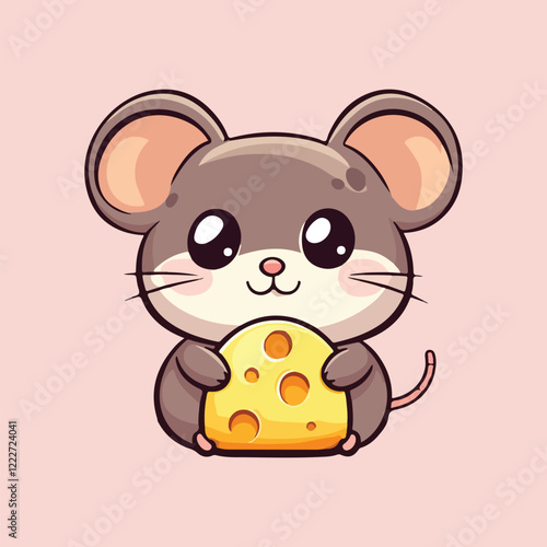 mouse with cheese vector illustration