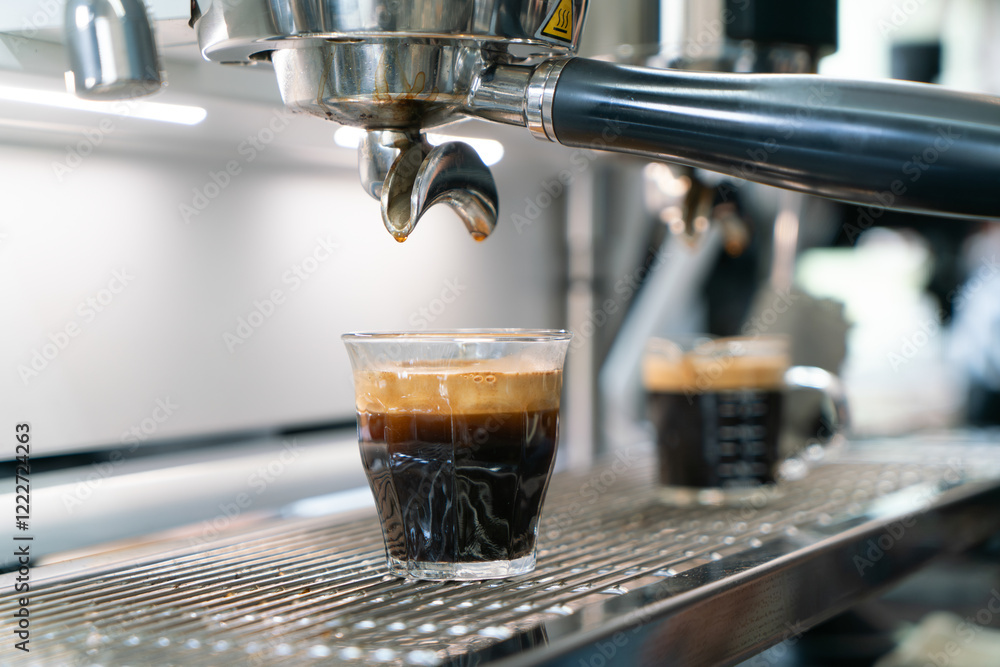 Professional espresso coffee making machine in a restaurant Professional espresso coffee making machine in a restaurant