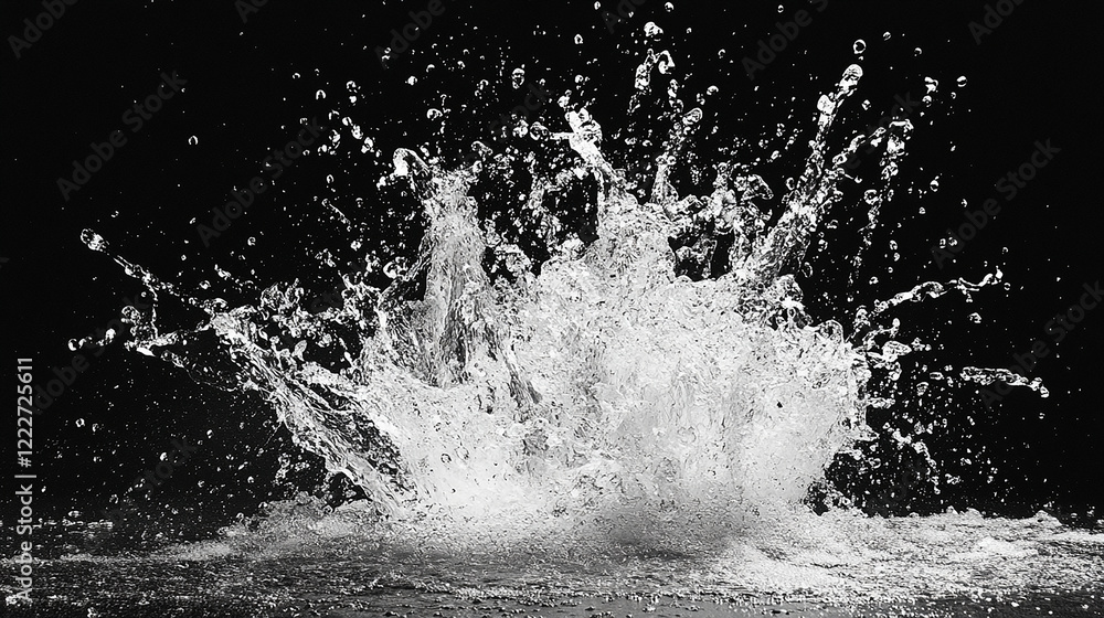 High-speed water splash with scattered droplets High-speed water splash with scattered droplets