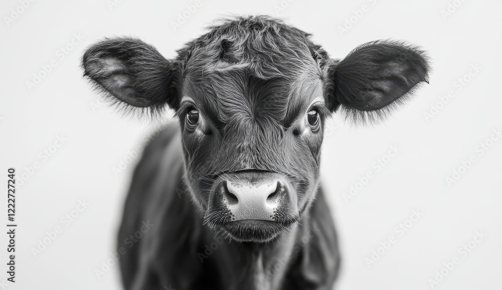 Captivating Close-Up of a Young Calf with Intricate Fur Texture and Expressive Eyes, Set Against a Soft Light Background for a Minimalist Aesthetic Captivating Close-Up of a Young Calf with Intricate Fur Texture and Expressive Eyes, Set Against a Soft Light Background for a Minimalist Aesthetic