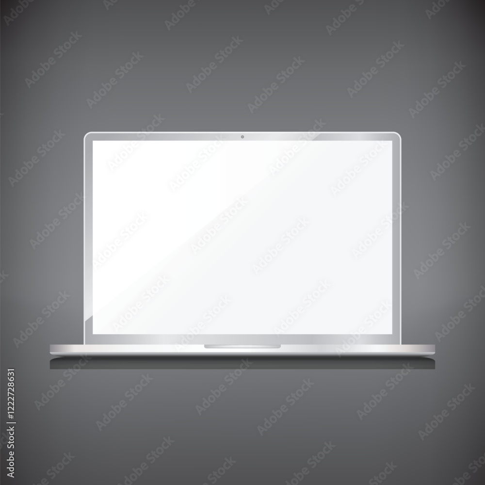 Realistic laptop clean screen, isolated on dark background Realistic laptop clean screen, isolated on dark background